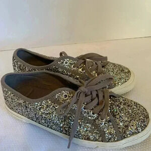 Old Navy Women’s Size 8 Silver Glitter Covered Sneakers Tennis Shoes